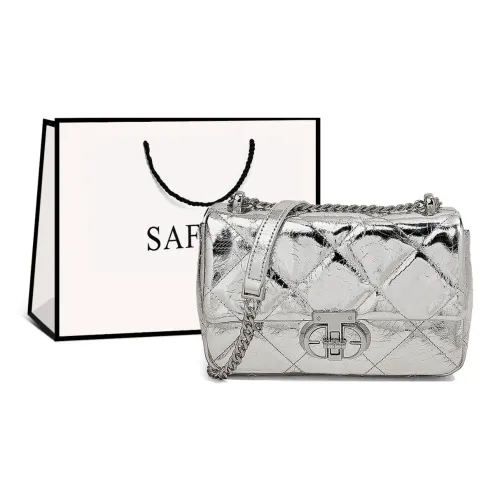 safiya Коровья кожа с синтетической кожей Сумка через плечо Женская серебряная