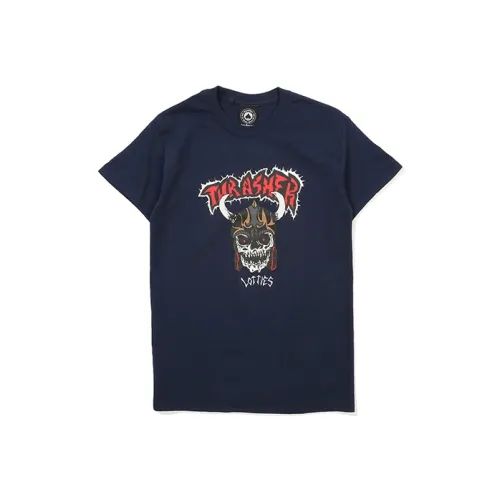 Thrasher Прямой крой T-рубашка версия для США унисекс синий