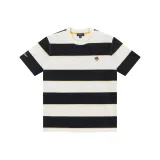 [Двойная пряжа 100% хлопок ткань] Полосы T-Рыцарский черный