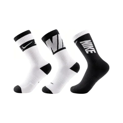 NIKE 3 шт Черно-белый Унисекс MID Носки до икры