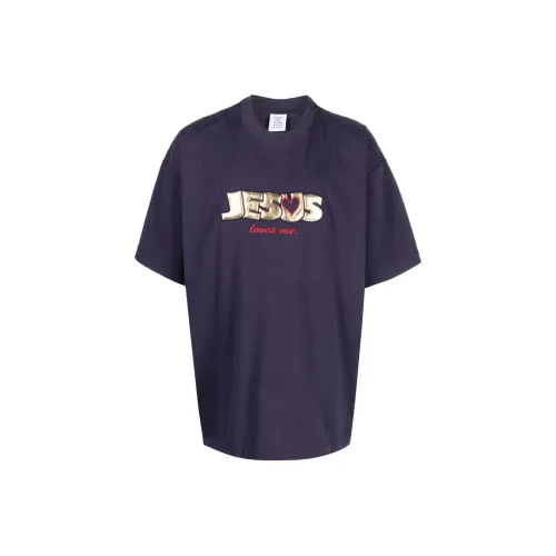 Vetements Мужская морская синяя футболка