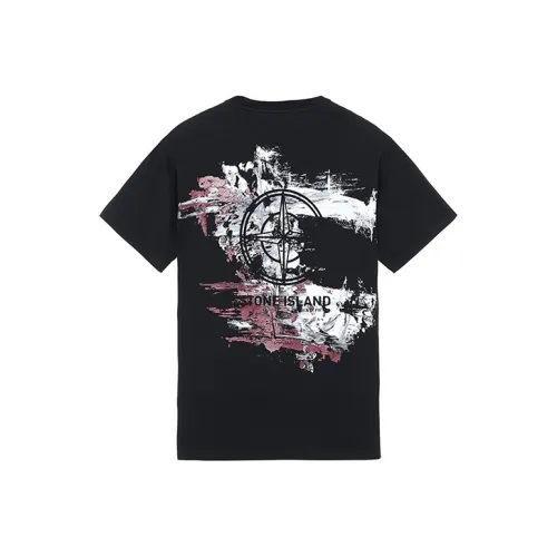 STONE ISLAND Чернильно-черные мужские футболки T