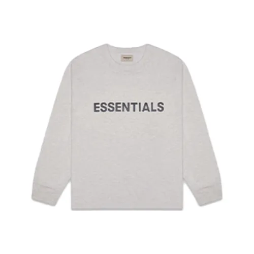 Fear Of God Essentials FW20 Длинный рукав Т-рубашка Heather Овсянка Т-рубашка Унисекс Темная овсянка