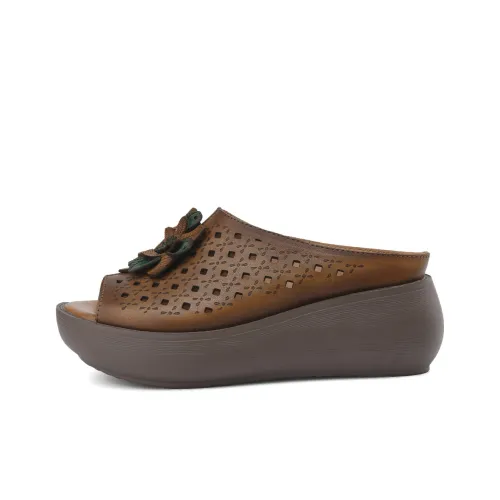 OCCAMAN Износостойкие Слипоны Женские Коричневые