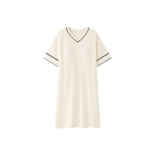 Gongdie Экрю Женские Ночные сорочки