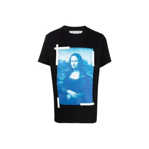 Off Белый Mona Lisa series Черный мужской T-рубашки