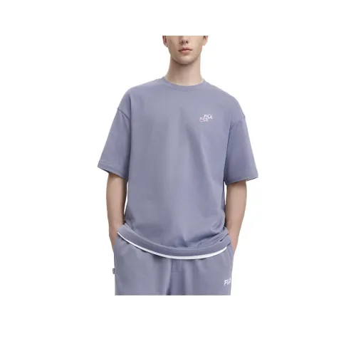 FILA Valentine's Day Collection Рукав с спущенным плечом T-рубашка Унисекс Циан Кирпично-серый