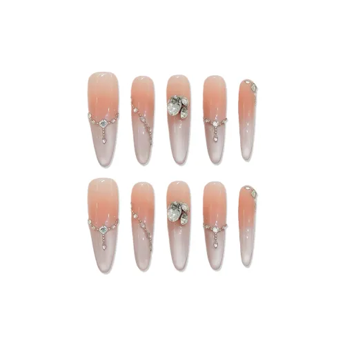 XIAMEIYU Грейпфрут Ледяной Чай Кошачий глаз Премиум Градиентный Кокетливый стиль Длинный Handcrafted False Nail