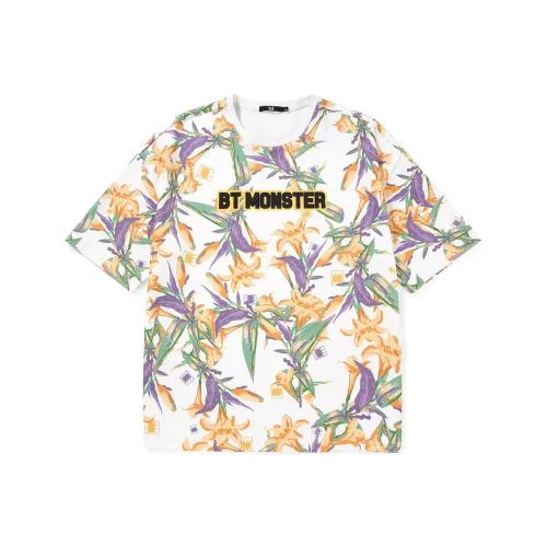 BT Прямой крой рукав длиной до локтя футболка унисекс белый