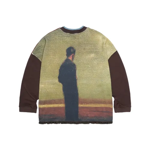 UNVESNO SS21 Прямой крой Длинный рукав Т-рубашка Унисекс Коричневый