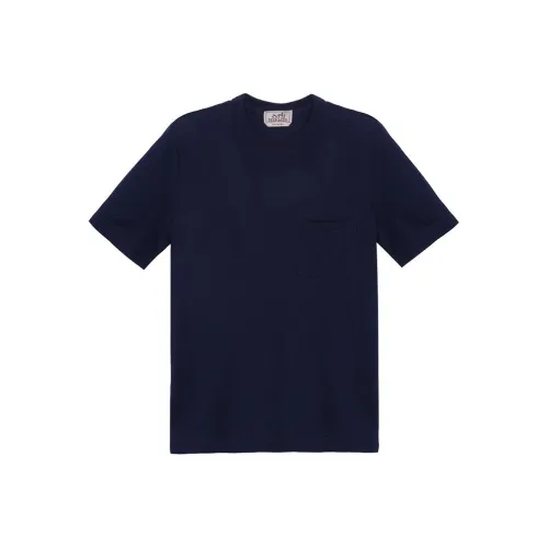 HERMES Темно-синие мужские футболки