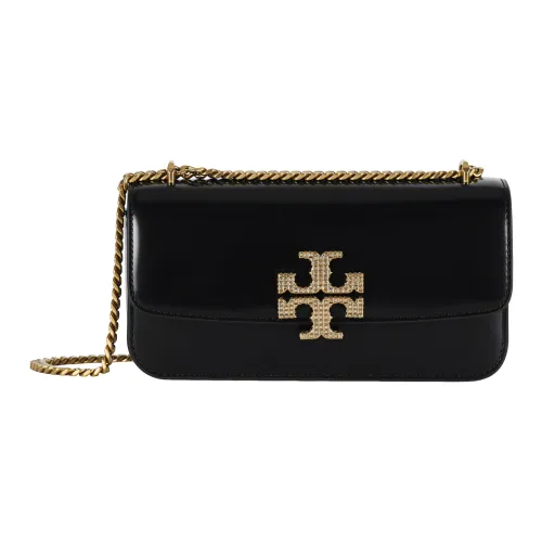 TORY BURCH ELEANOR Корова Кожа Портативная Сумка через плечо Сумка на плечо Маленькая Женская Черная