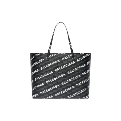 Balenciaga BB MONOGRAM Подпись Покрытый холст Сумка-тоут Сумка для покупок Сумка через плечо Большая Мужская Черная