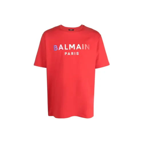 BALMAIN Red Men's T-Shirts BALMAIN Красные Мужские Футболки