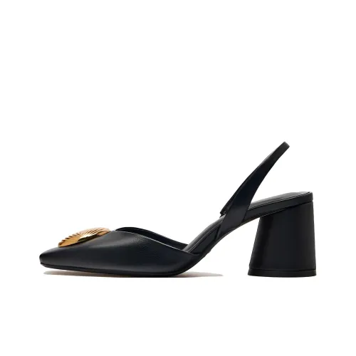 ZARA Грубый каблук Высокие каблуки 6 см Женские Черный Золотой