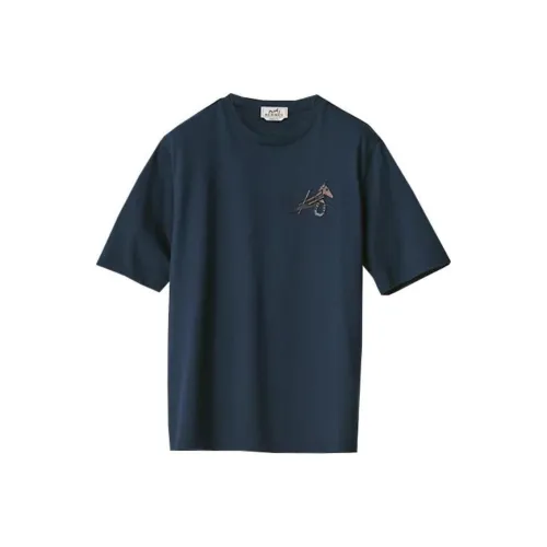 HERMES SS22 T Рубашка Мужская Чернила Синий