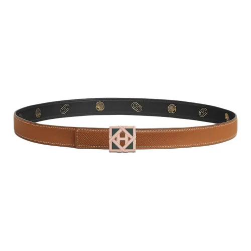 HERMES Телячья кожа Кожаные ремни Женские Черный коричневый 2,4CM