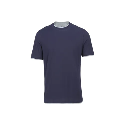 BRUNELLO CUCINELLI Темно-синие мужские футболки T