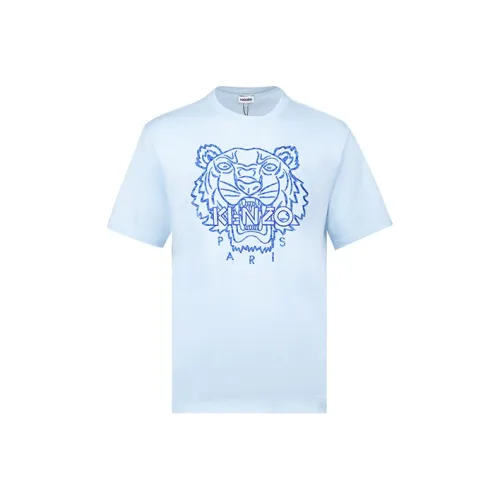 KENZO Classic Tiger Head Светло-Синяя Мужская T-Рубашка