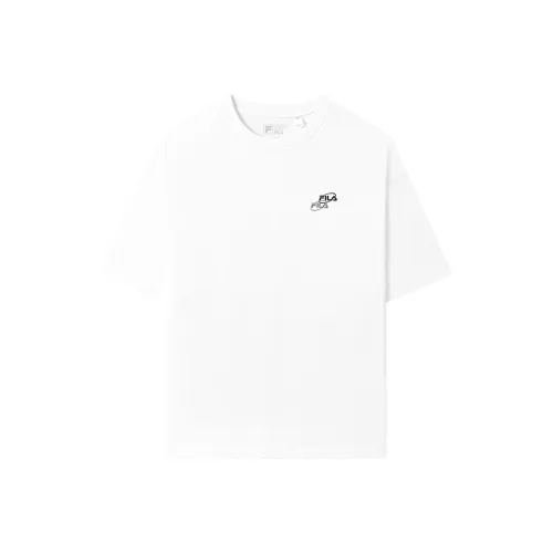 FILA Т-рубашка с оборванным плечом унисекс стандартный белый