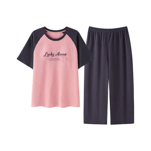 Gongdie Пижамный комплект женский розовый синий