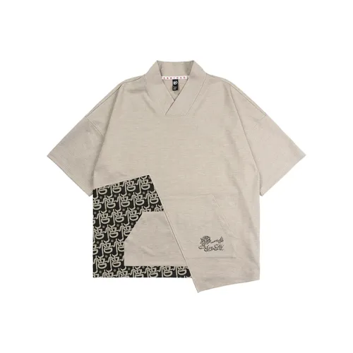 WOOKONG Серый Бежевый Мужская T-Рубашка