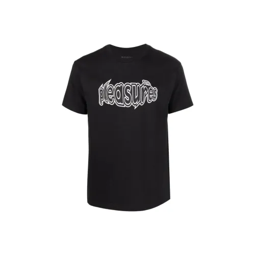 PLEASURES SS22 Круглый вырез Облегающий Прямой крой Короткий рукав Т-рубашка Мужская Черная