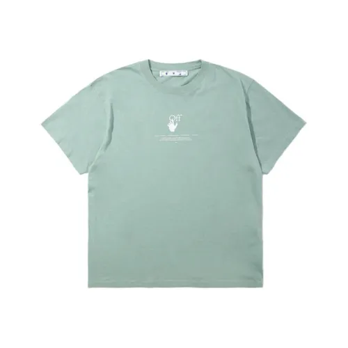 Off Белый SS21 Рукав с оборванным плечом T-рубашка Мужская Светло-зеленая