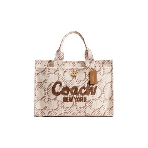 COACH Фирменная холщовая сумка сумка-тоут сумка для покупок сумка через плечо сумка большого размера женская бежевая