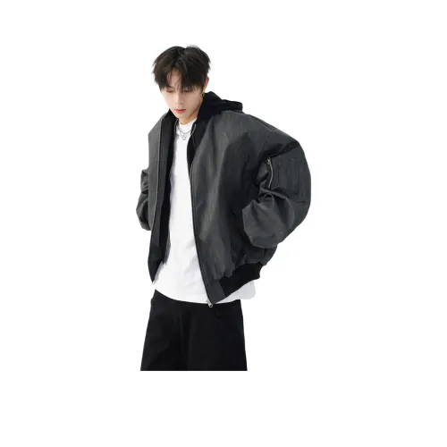 M MAICCO Куртки и Пальто Мужской Темно-Серый PU Кожа