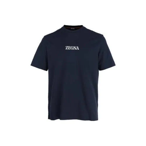 Ermenegildo Zegna Темно-синие мужские футболки T