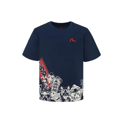 EVISU Синий Мужской T-Рубашки