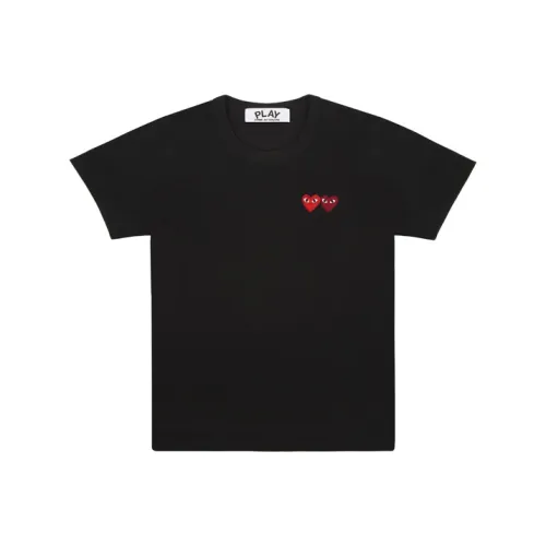 CDG Play Рукав с оборванным плечом T-рубашка Женская Черная