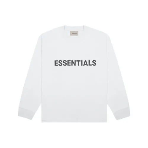 Fear Of God Essentials 3D Кремний Аппликация Boxy Длинный Рукав Рубашка Белая Рубашка Унисекс Белая