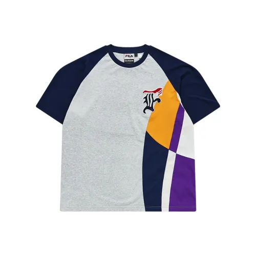 FILA FUSION x FACETASM T-рубашка Мужская Серебряная Цветочный Дизайн Серый