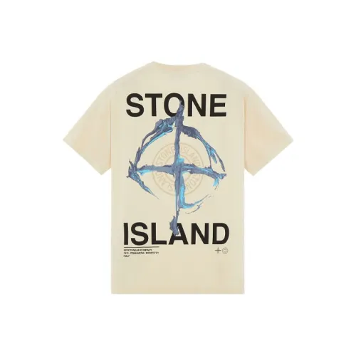 Stone Island Бежевый Желтый Мужской T-Рубашка