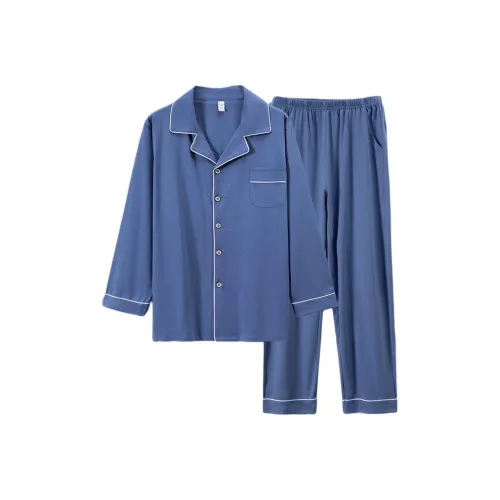 Пижамный комплект Cotton Gene для мужчин цвет лазурный