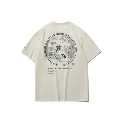 LINING Скейтборд T-Shirt Мужской Серебряный Рыбка Серый