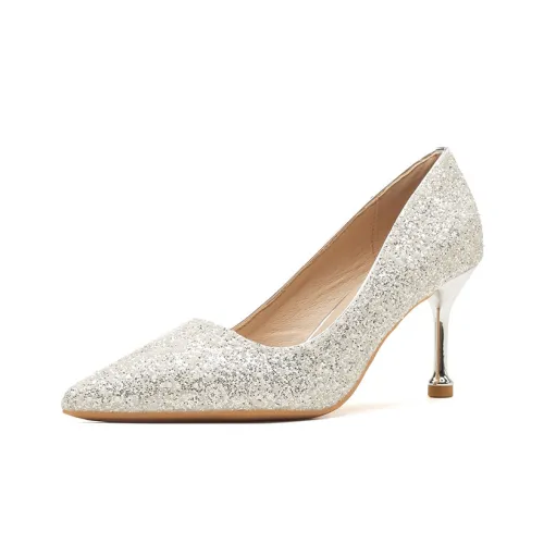 Dunnu Высокие каблуки Женские Серебряные Белые