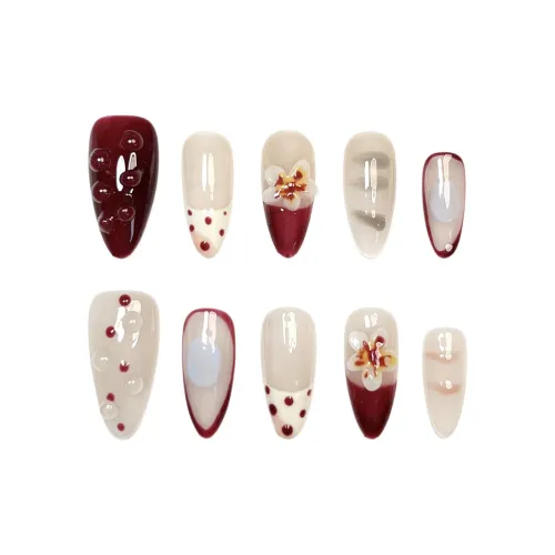 KDOW Peach Blossom Нишевый Премиум Feel False Nail Almond Red Jump Color 19mm
