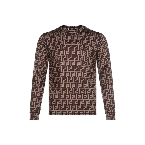 Fendi Коричневый Черный Мужские T-рубашки