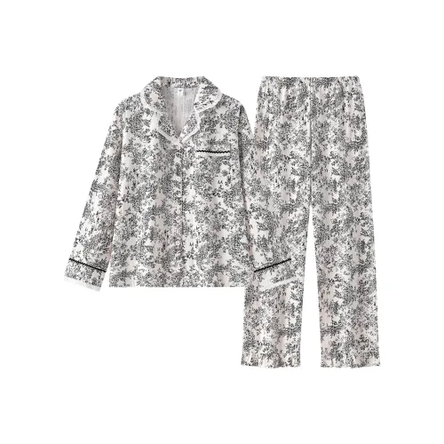 Gongdie Pajama Комплект Женский Черный Белый