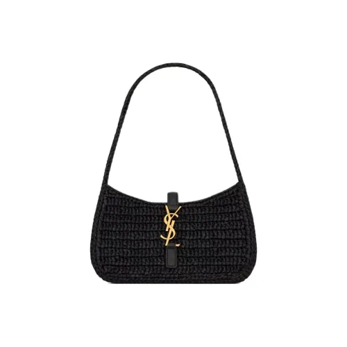 SAINT LAURENT LE5A7 Плетеная соломенная сумка мини Женская Черная