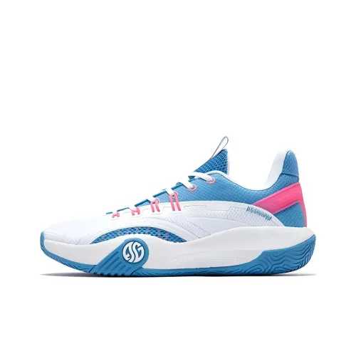 361° Штаны Устойчивые к истиранию Низкий Топ Баскетбольные кроссовки Мужские Белый Синий