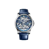 Серебряный корпус, синий ремешок