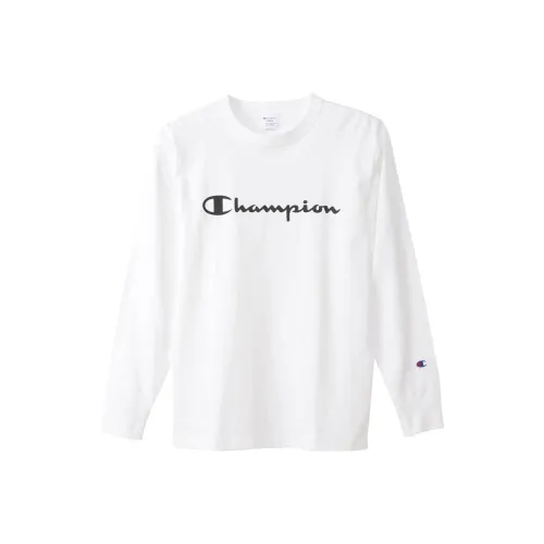 Champion Прямой крой Длинный рукав Т-рубашка Японская версия Унисекс