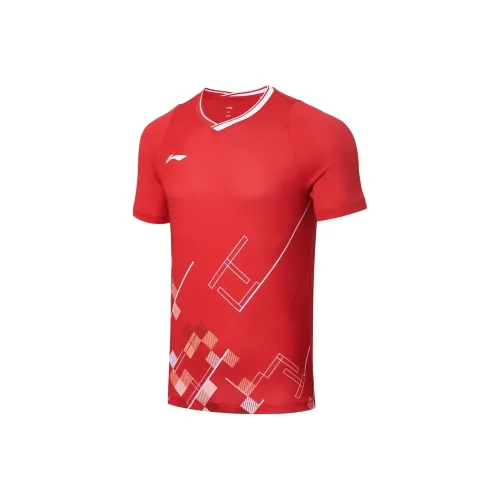 Подкладка Badminton series Короткий рукав T-рубашки Унисекс Красный