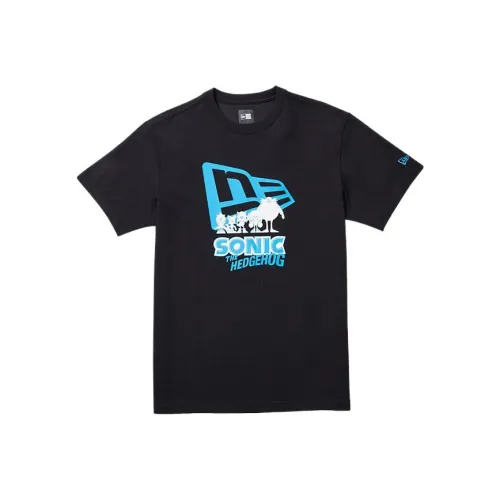New Era x Hedgehog Sonic T Рубашка Унисекс Черная