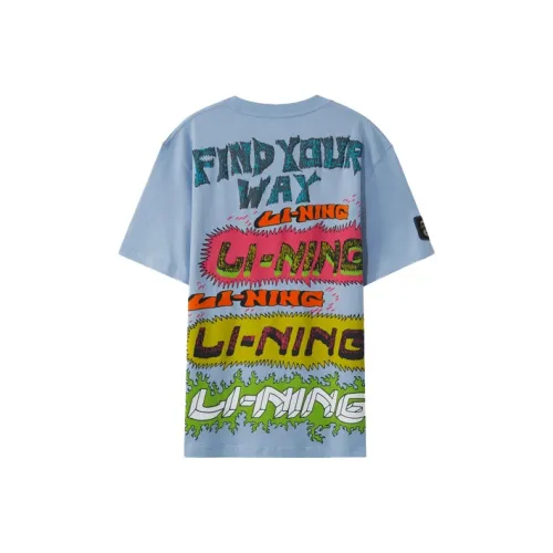 LINING Sports Fashion Collection Светло-серый синий Мужские T-рубашки