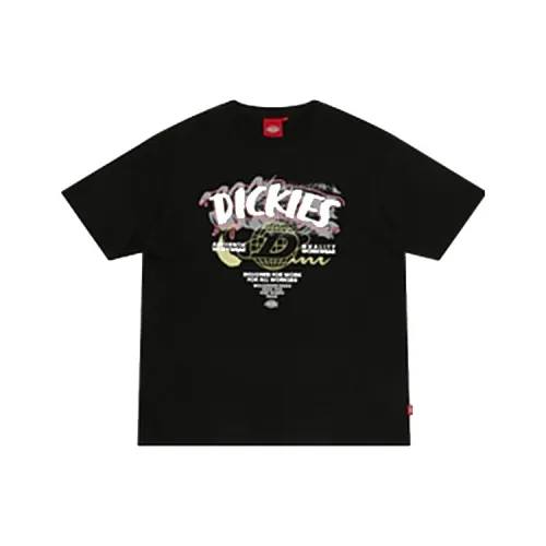 Dickies SS21 Круглый вырез Облегающий Прямой крой Короткий рукав Т-рубашка Унисекс Черный